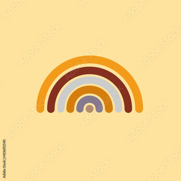 Obraz Abstract rainbow in geometric style isolated on a yellow background. Earth colours. Vector illustration.