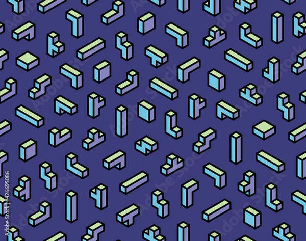 Obraz 3d toy block video game seamless pattern