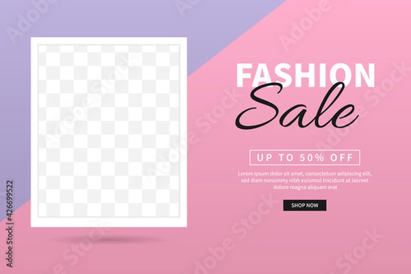 Fototapeta Fashion sale banner template design. Special offer. Mega sale and Big sale for web and social media marketing best price in vector
