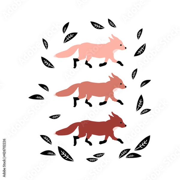 Obraz Fox with cubs seamless pattern stock illustration.