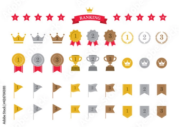 Obraz フラットなランキングアイコンのセット