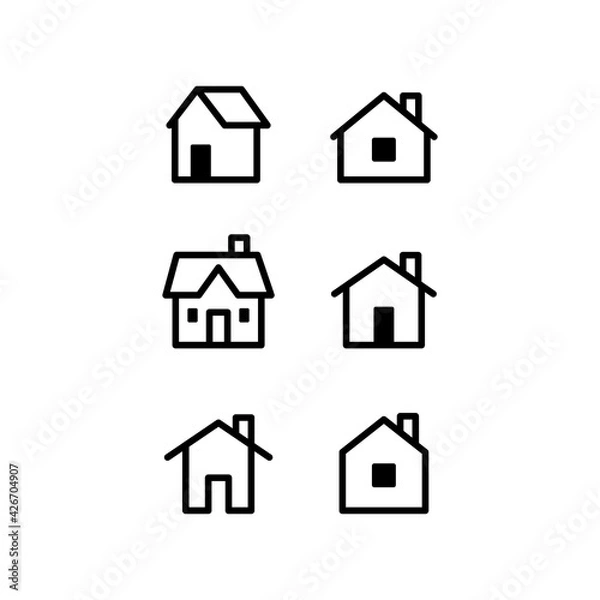 Fototapeta House vector icon set. Home simple linear symbols.