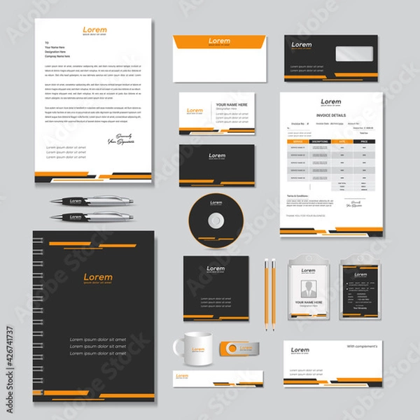 Obraz corporate identity template with digital elements. Vector company style for brand book and guideline.	