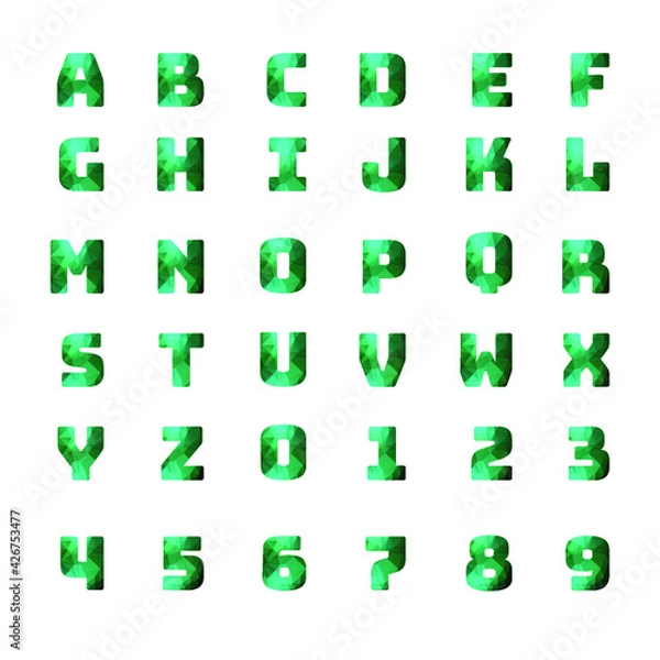 Fototapeta low poly style alphabet letters isolated on white background