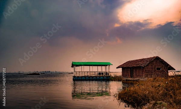 Obraz A floating hut on a lake