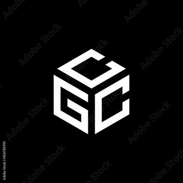 Fototapeta GCC hexagon letter logo design cube. Initial three letters template logo