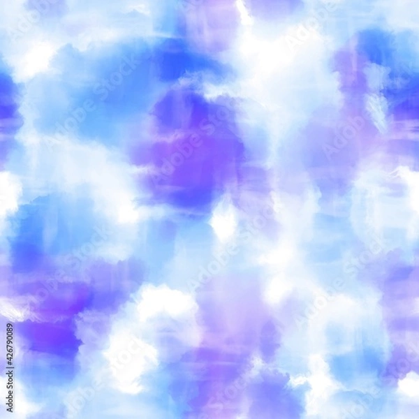 Fototapeta Seamless pastel tie dye swirl graphic motif pattern for print. High quality illustration. Faux cloudy random hippie culture delicate soft funky artistic digitally rendered bright vibrant dye design.