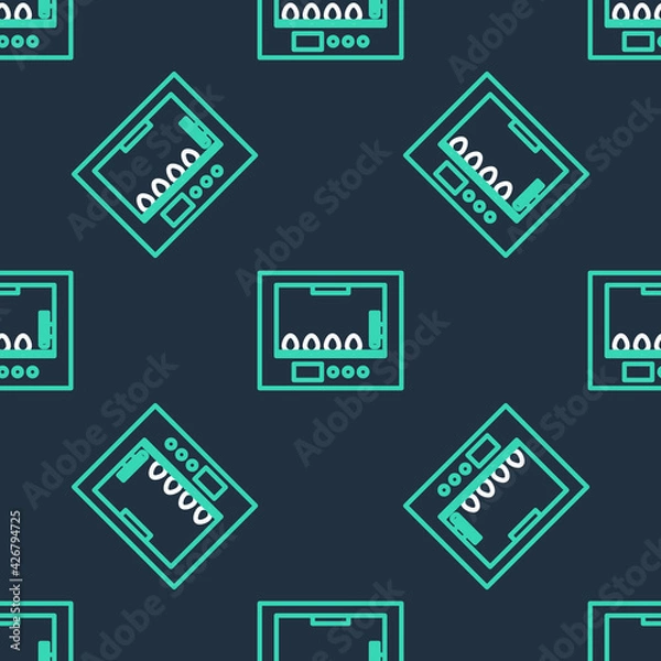 Fototapeta Line Incubator for eggs icon isolated seamless pattern on black background. Vector