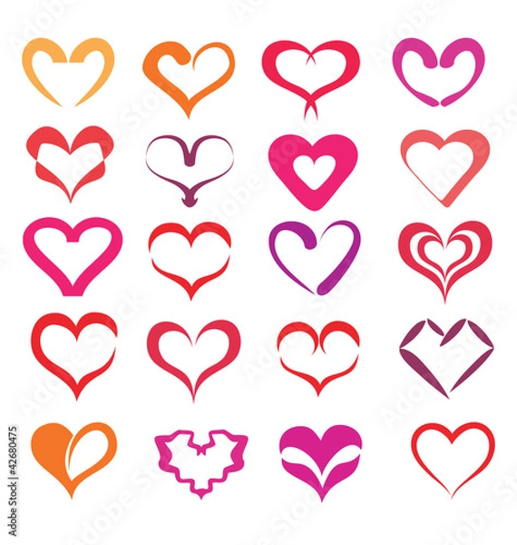 Fototapeta stylized hearts collection