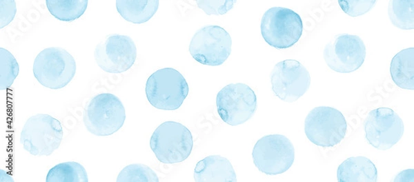 Fototapeta Vector Watercolor Rounds Pattern. Grunge Circles Background. Kids Geometric Spots Design. Pastel Seamless Watercolor Rounds Pattern. Ink Polka Doodle. Fun Watercolor Rounds Pattern.