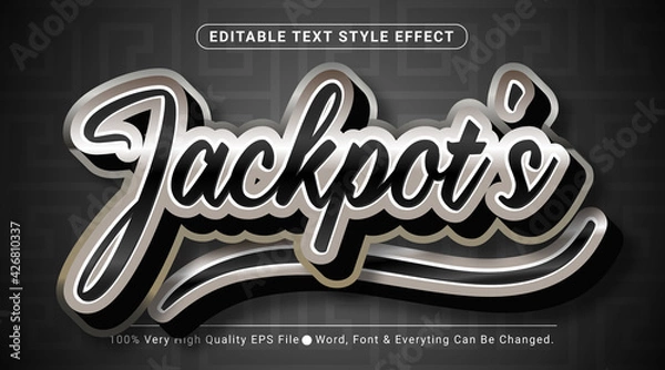 Obraz Jackpot's text, shiny silver style editable text effect