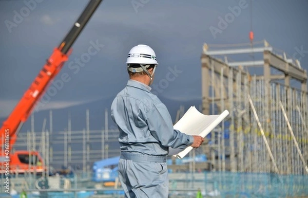 Fototapeta ビル・マンション工事の現場監督
