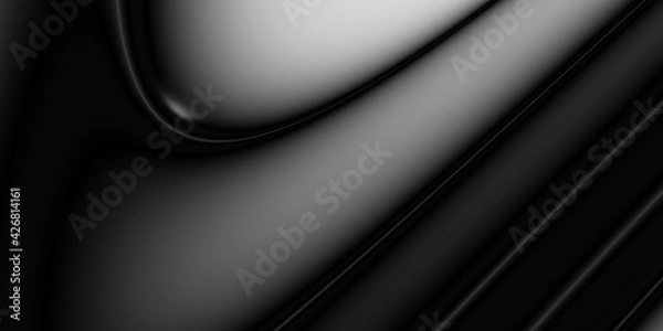 Fototapeta Business luxury volumetric dark background,  effect with black color, 3D illustration, 3D rendering