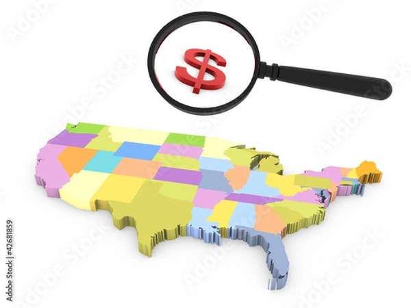 Obraz search dollar on american map