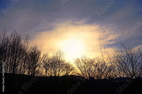 Obraz 北海道、田舎の夕暮れ