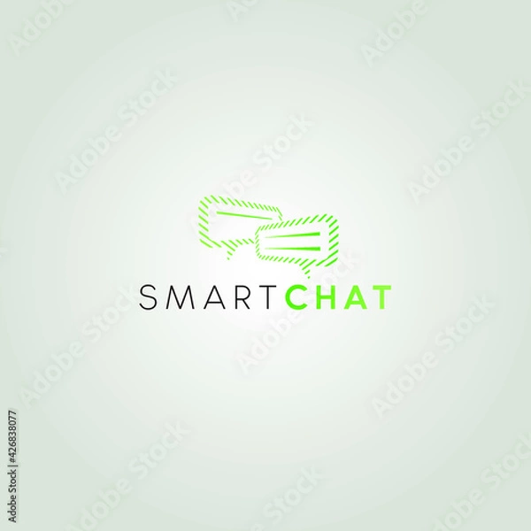 Obraz Green smart chat vector logo design and text with background