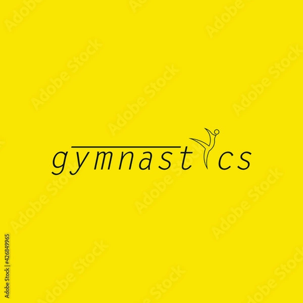 Obraz Black gymnastics vector logo design with yellow background