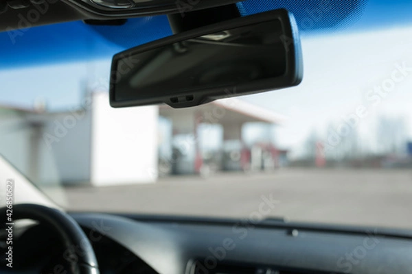 Obraz Rearview mirror inside the car.