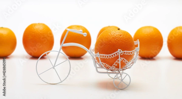 Fototapeta Orange on bicicle