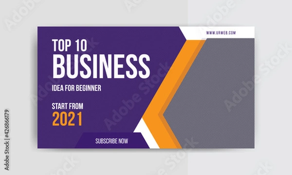 Fototapeta Video thumbnail design  for any video. Editable business ideas thumbnail template for social media