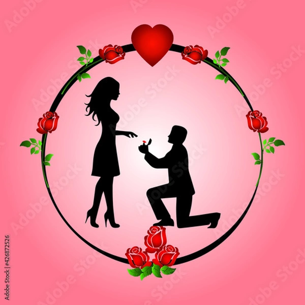 Fototapeta Vector Abstract with light colored background showing a person presenting flower to a girl