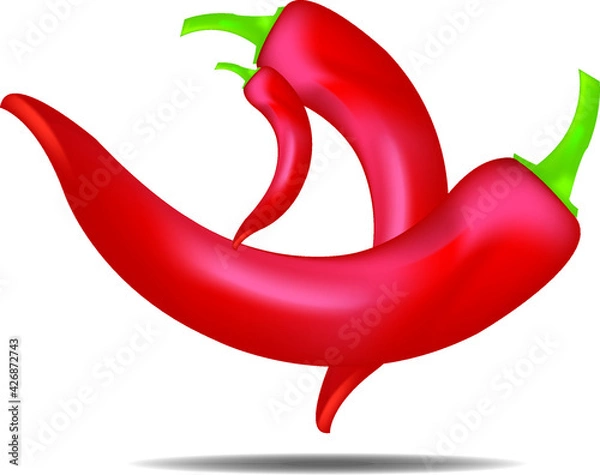 Fototapeta Red chilly on white background vector abstract