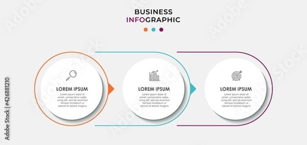 Fototapeta Vector Infographic design business template with icons and 3 options or steps. Can be used for process diagram, presentations, workflow layout, banner, flow chart, info graph