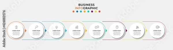 Fototapeta Vector Infographic design business template with icons and 8 options or steps. Can be used for process diagram, presentations, workflow layout, banner, flow chart, info graph