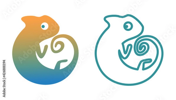 Fototapeta Chameleon icon. Simple and concise logo. 