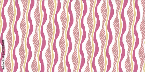 Obraz ピンクと黄色の波のあるパターン
