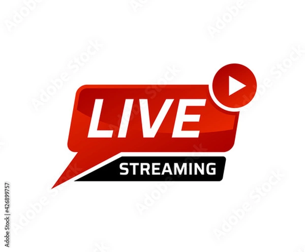 Obraz live streaming icon. sticker banner for broadcasting, livestream or online stream.