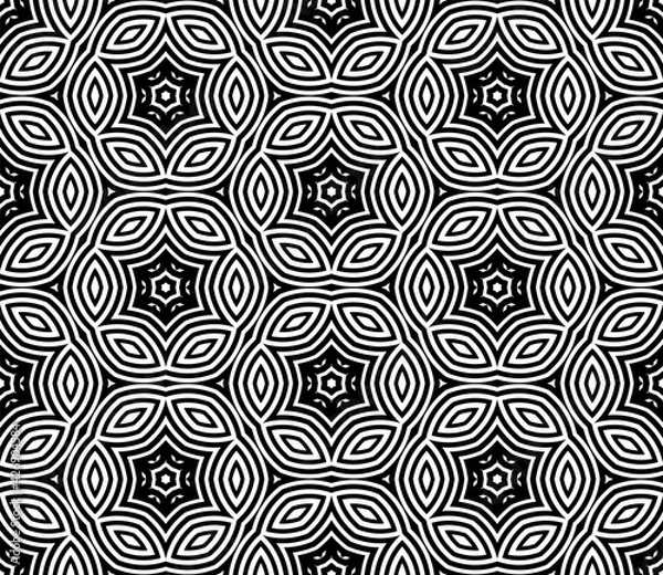 Obraz Abstract fantasy striped halftone ,thin line round shapes geometric seamless pattern. Creative mosaic, tile background.