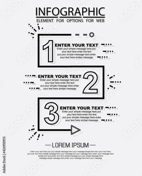 Obraz Infographic of three simple style options in black and white eighth edition