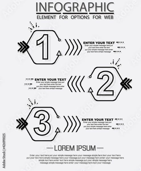 Obraz Infographic of three simple style options in black and white ninth edition