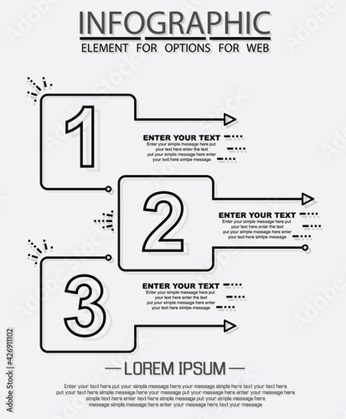 Obraz Infographic of three simple style options in black and white tenth edition