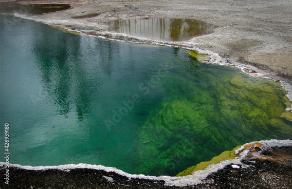 Fototapeta An abstract minimal detail view of the colorful deep waters of the Abyss Pool at West Thumb Geyser Basin in Yellowstone National Park, Wyoming, USA, 2005