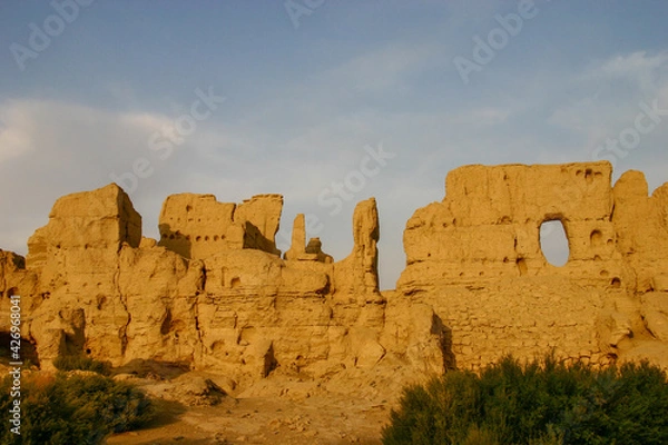 Fototapeta Ancient Ruins of Jiaohe City on the Silk Road in Xinjiang, China