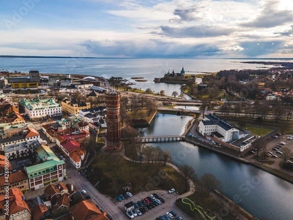 Fototapeta View above the Swedish city of Kalmar