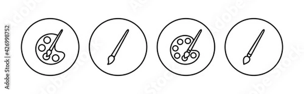 Obraz Paint icon set. paint brush icon vector. paint roller icon vector