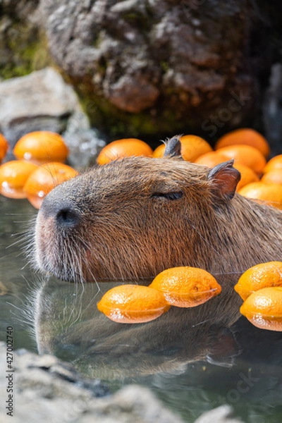 Fototapeta カピバラ - 入浴中