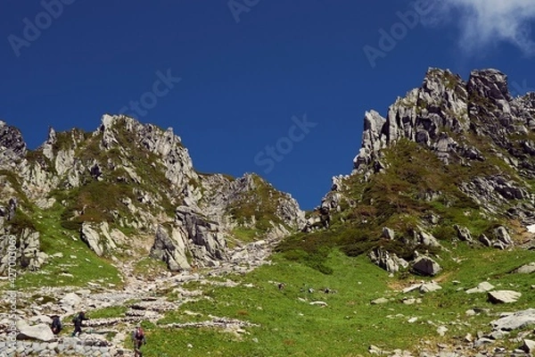 Obraz 中央アルプス、木曾駒ヶ岳の登山風景