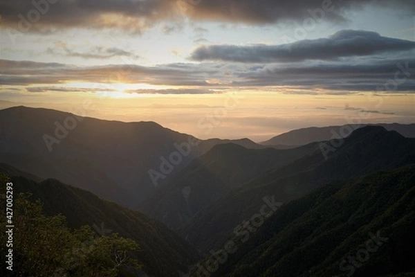 Obraz 南アルプス白根三山の登山風景