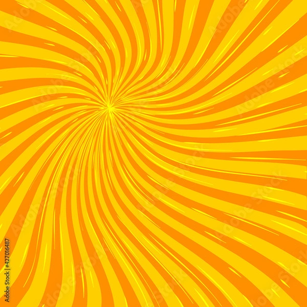 Fototapeta Summer background with orange yellow rays summer sun hot swirl with space for your message. Vector illustration EPS 10 for design element presentation, brochure layout page, packing label