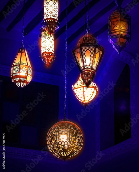 Obraz Lantern decor. Ramadan Kareem concept. Dark background. Selective focus.