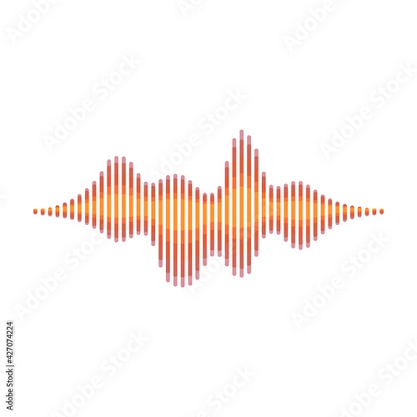 Fototapeta Sound wave vector cartoon icon. Vector illustration sound wave on white background. Isolated cartoon illustration icon of form.