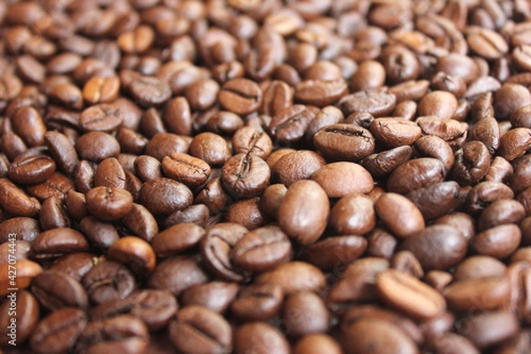 Fototapeta Closeup of roasted coffee beans texture