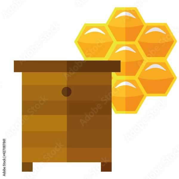Fototapeta Apiary with honey icon flat design vector