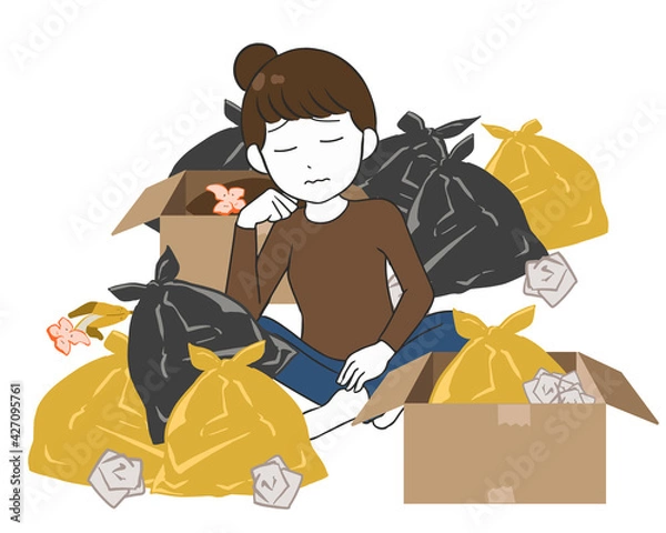 Obraz ゴミ屋敷　悩む女性