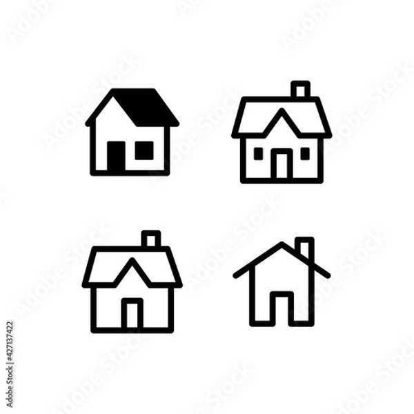 Fototapeta House vector icon set. Home simple linear symbols.