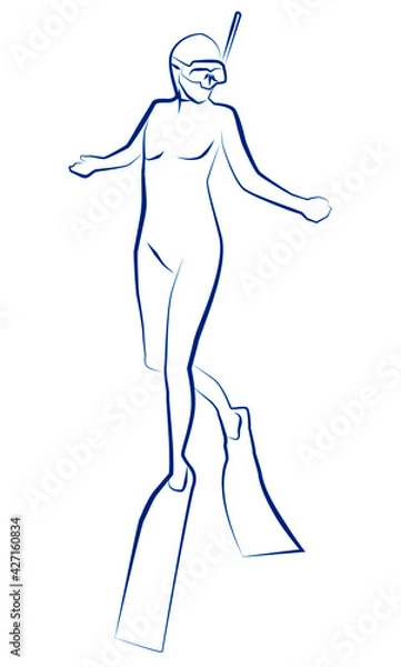 Obraz ダイバーの線画イラスト